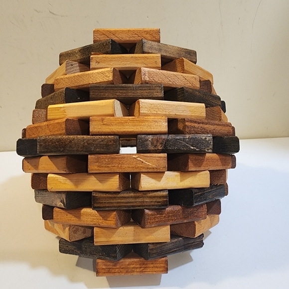 Vintage Wood Block Basket decor - Picture 7 of 11